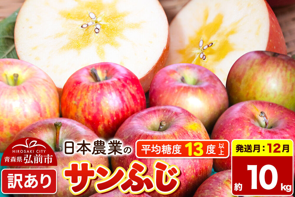 【26年12月発送】りんご サンふじ【訳あり】約10kg 平均糖度13度以上 青森県 弘前市 果物 フルーツ 林檎 リンゴ くだもの 不揃い 規格外 [先行予約 家庭用 産地直送 アップル 青森県 弘前市]