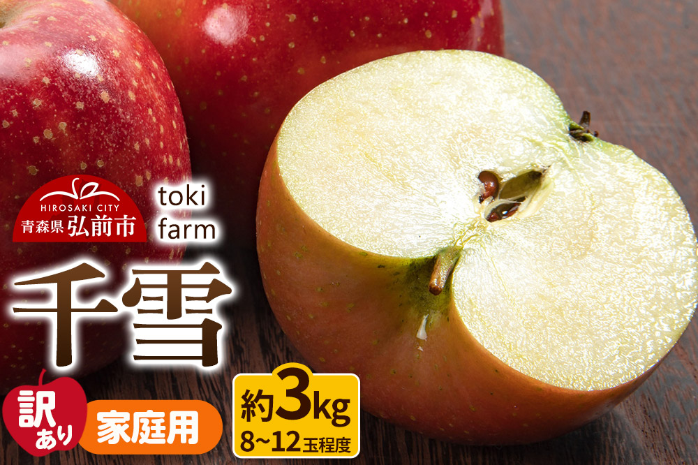 【25年10月〜発送】りんご【訳あり】千雪 約3kg（8〜12玉程度）家庭用 toki farm 林檎 アップル 果実 果物 美味