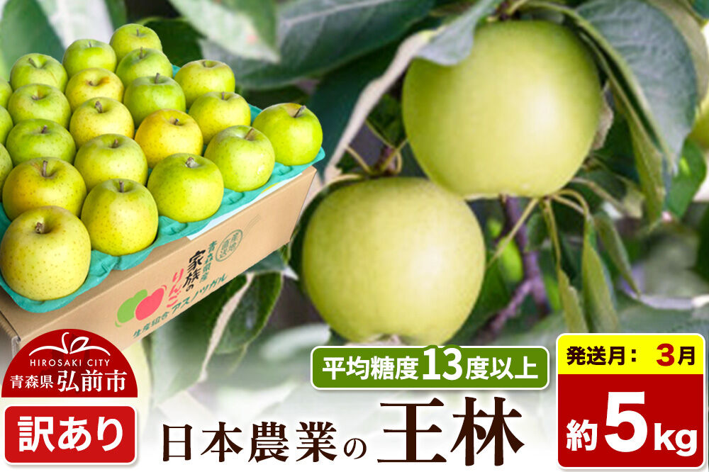 【27年3月クール便発送】りんご 王林【訳あり】約5kg 平均糖度13度以上 青森県 弘前市 果物 フルーツ 林檎 リンゴ くだもの 不揃い 規格外 [先行予約 クール便 家庭用 産地直送 アップル 青森県 弘前市]