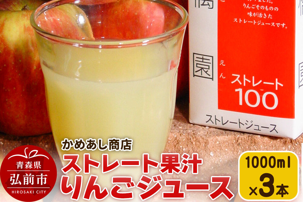 【寄附金額見直しました】りんごジュース ストレート果汁【林檎園】1000ml×3本 紙パック ゴールド農園 かめあし商店