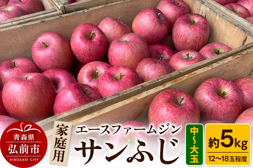 【26年11月発送】りんご【数量限定】家庭用 サンふじ 約5kg（中玉〜大玉12〜18玉程度）【先行受付】 青森 果物 フルーツ 林檎 リンゴ くだもの 予約 [アップル おいしい ふじ りんご 果実 果物 赤色 美味 林檎]