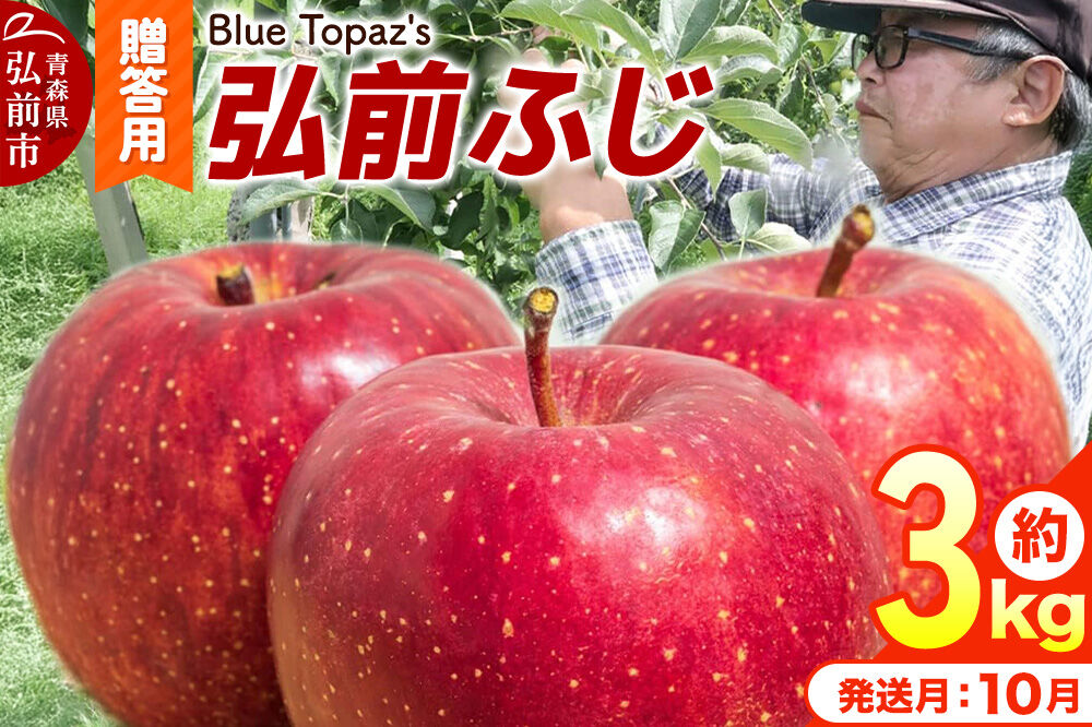 【26年10月中旬〜発送】りんご 弘前ふじ【贈答用】約3kg 青森県 弘前市 [先行予約 アップル おいしい ふじ りんご 果実 果物 赤色 津軽 糖度 美味 林檎]