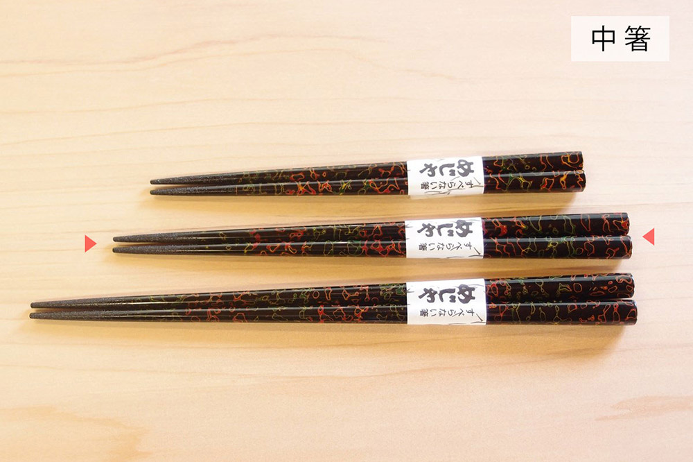 津軽塗 すべらない箸 めじゃ（唐塗 呂・中箸）