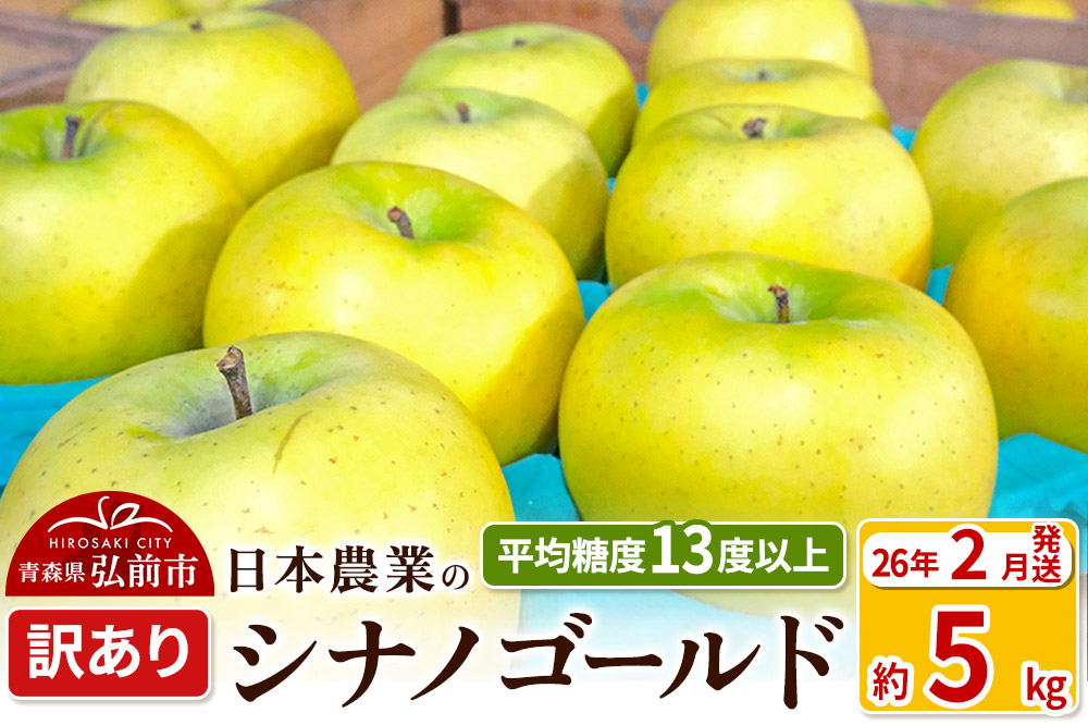 【26年2月発送】りんご 平均糖度13度以上！ シナノゴールド 約5kg 訳あり 青森 果物 フルーツ 林檎 リンゴ くだもの 不揃い 規格外
