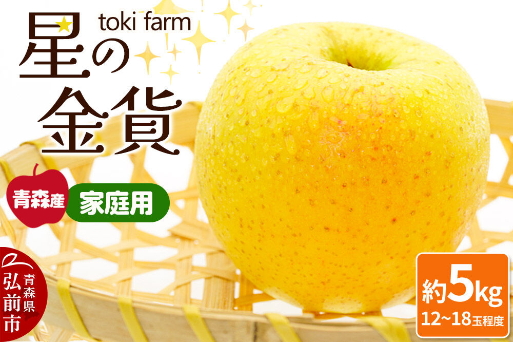 【26年11月発送】りんご 星の金貨 約5kg（12〜18玉程度）家庭用 toki farm [アップル おいしい りんご 果実 果物 美味 林檎 青森県 弘前市]