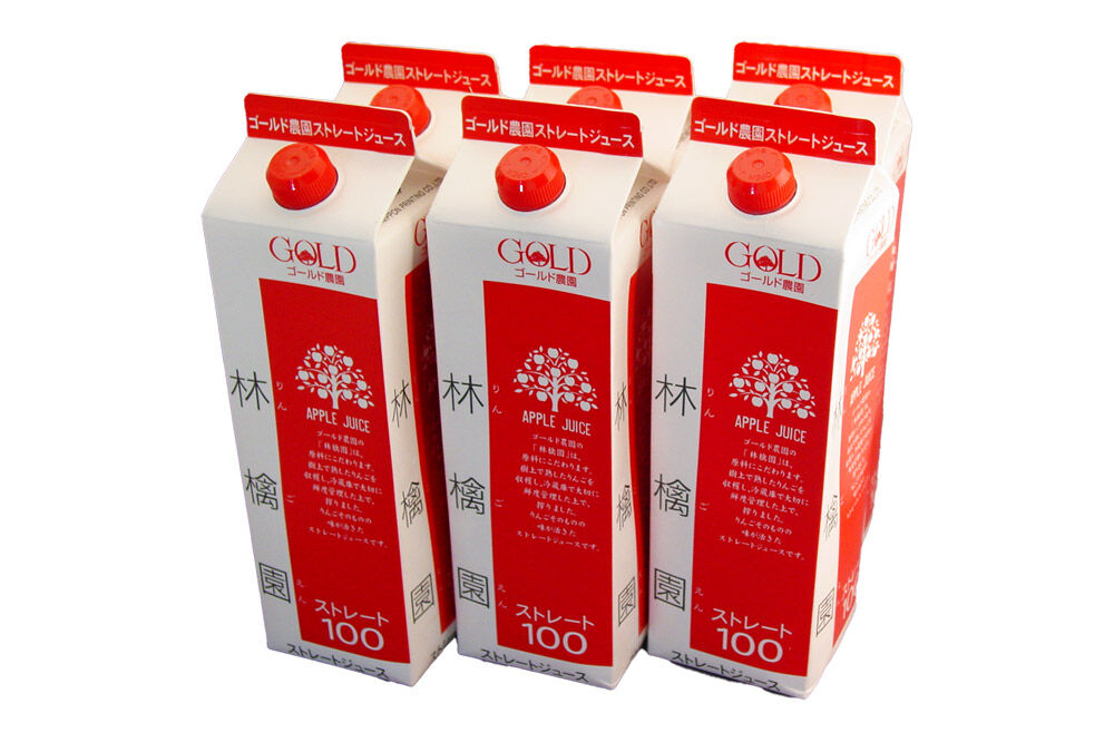 りんごジュース ストレート果汁【林檎園】1000ml×6本 紙パック ゴールド農園 かめあし商店 [りんごジュース ストレートジュース 完熟 リンゴ 林檎 紙パック ゴールド農園 かめあし商店 青森県産 弘前市]
