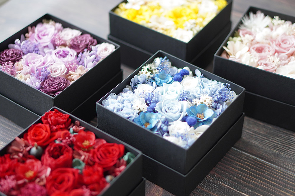 プリザーブドフラワーボックス【パープル】13cm箱×1個