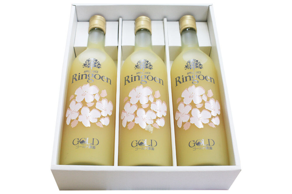 りんごストレート果汁【林檎園GS】瓶入り 720ml×3本 ギフトセット ゴールド農園 かめあし商店 [りんごジュース ストレートジュース 完熟 リンゴ 林檎 瓶 ゴールド農園 かめあし商店 青森県産 弘前市]