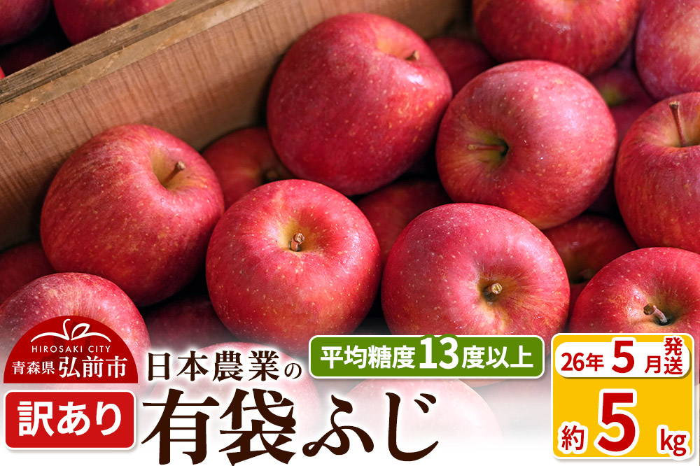 【26年5月発送】りんご 平均糖度13度以上！ 有袋ふじ 約5kg 訳あり CA貯蔵 クール便 青森 果物 フルーツ 林檎 リンゴ くだもの 不揃い 規格外