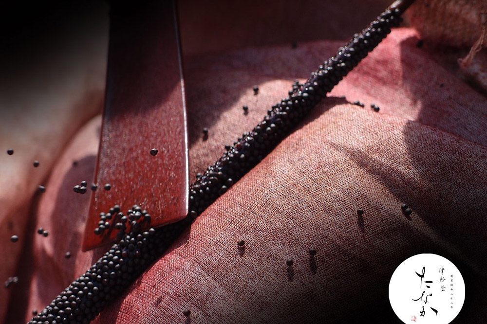 津軽塗 座卓【七々子塗 黒（赤種）3.0尺×4.0尺】