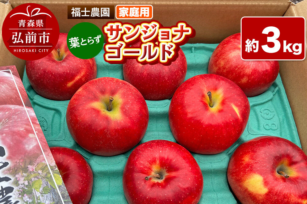 【26年10月〜発送】りんご 葉とらず サンジョナゴールド【家庭用】約3kg 青森県 弘前市 [青森県産 産地直送 アップル おいしい 果実 果物 黄色 美味]