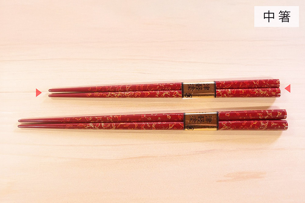 津軽塗 唐塗箸（唐塗 赤々・中箸）