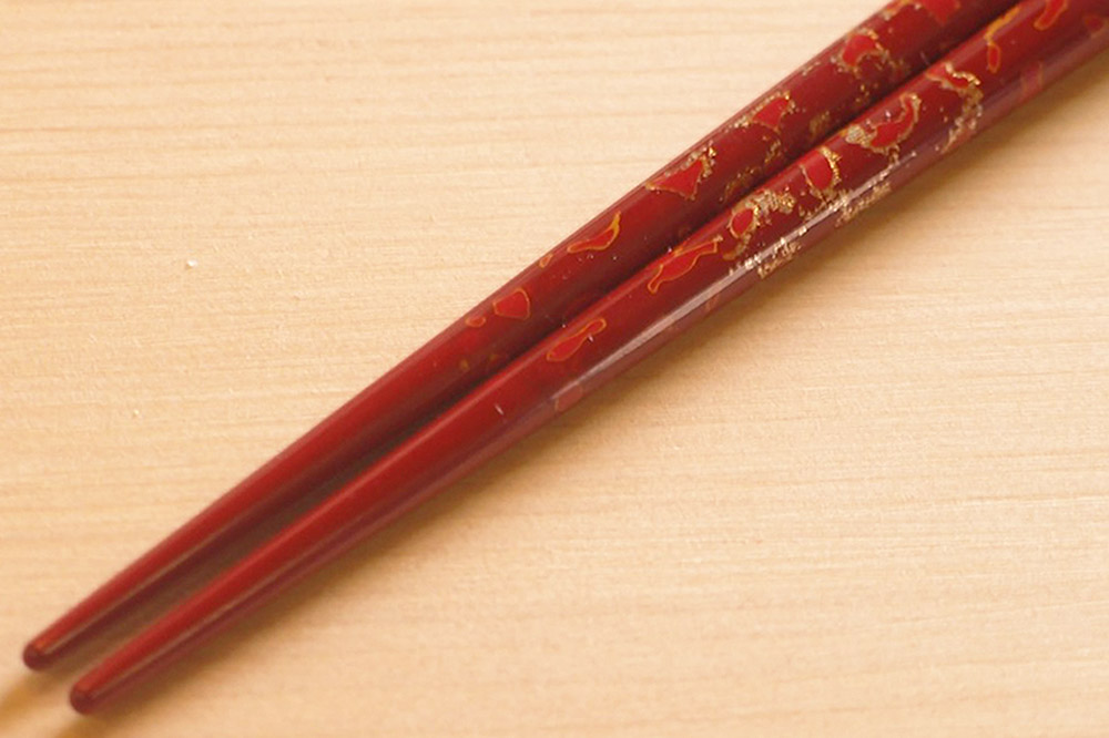 津軽塗 唐塗箸（唐塗 赤々・中箸）