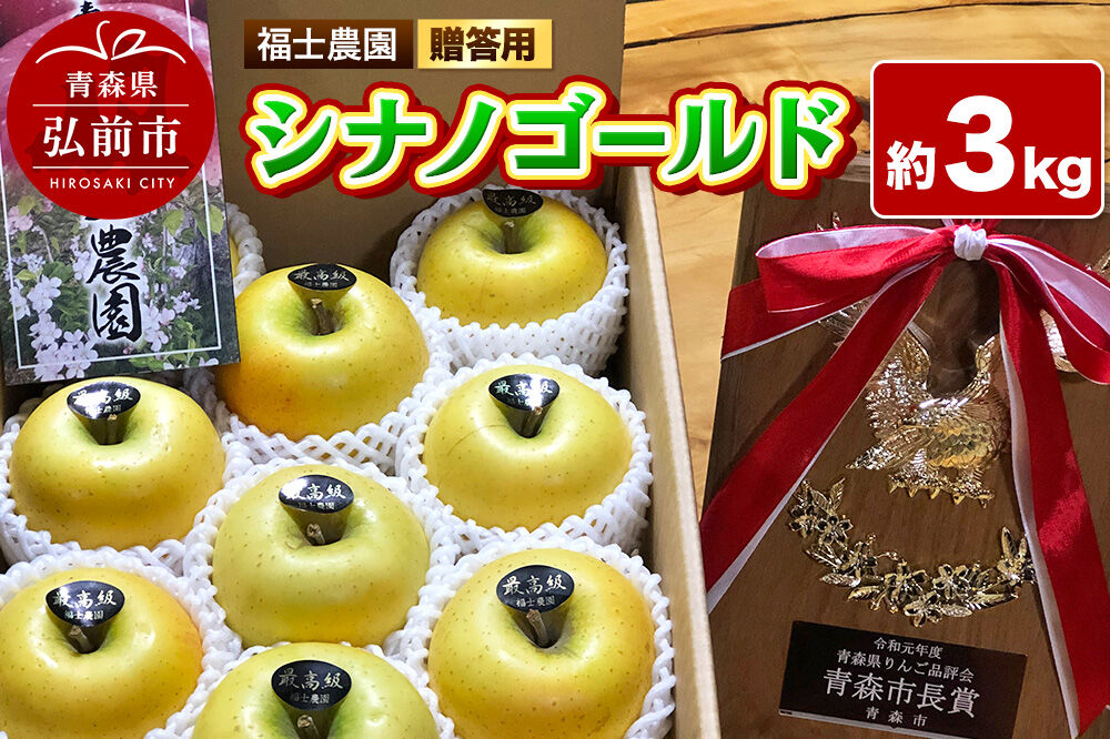 【26年11月発送】りんご シナノゴールド【贈答用・特選】約3kg 青森県 弘前市 [青森県産 産地直送 アップル おいしい 果実 果物 黄色 美味]
