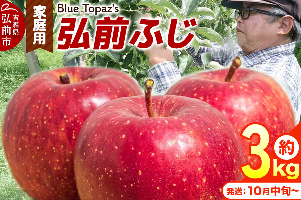 【26年10月中旬〜発送】りんご 弘前ふじ【家庭用】約3kg 青森県 弘前市 [先行予約 アップル おいしい ふじ りんご 果実 果物 赤色 津軽 糖度 美味 林檎]