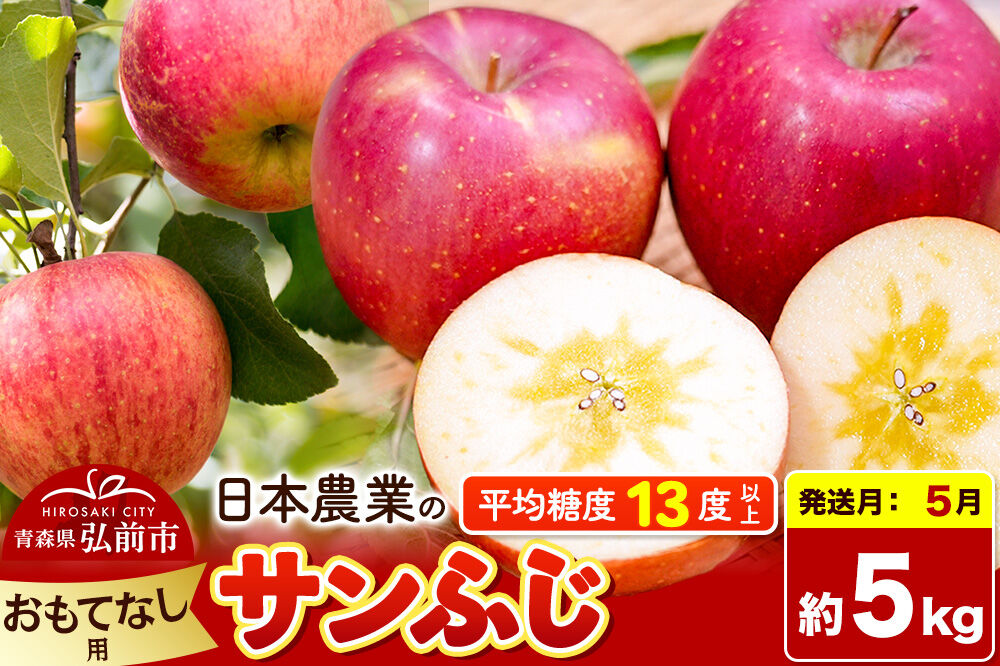 【27年5月クール便発送】りんご サンふじ【おもてなし用】約5kg【CA貯蔵】平均糖度13度以上 青森県 弘前市 果物 フルーツ 林檎 リンゴ くだもの 先行受付 [先行予約 クール便 産地直送 アップル 青森県 弘前市]