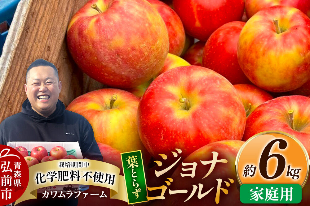 【26年10月発送】りんご 葉とらず ジョナゴールド【家庭用】約6kg カワムラファーム 青森県 弘前市 [果物 フルーツ 林檎 リンゴ くだもの]