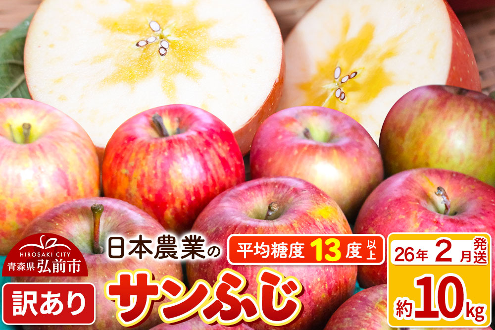 【26年2月発送】りんご 平均糖度13度以上！ サンふじ 約10kg 訳あり 青森 果物 フルーツ 林檎 リンゴ くだもの 不揃い 規格外