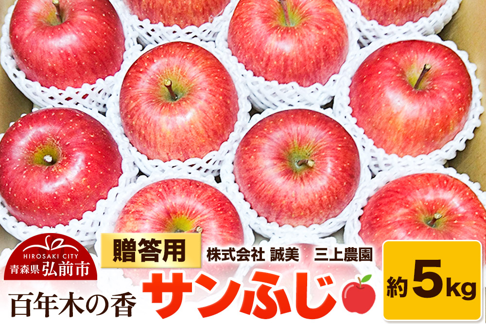 【25年12月〜発送】りんご 贈答用 百年木の香 三上農園 サンふじ 約5kg【先行受付】 青森 果物 フルーツ 林檎 リンゴ くだもの 予約
