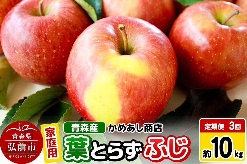 【26年12月〜発送】《定期便3回》りんご 葉とらず ふじ【家庭用】約10kg ゴールド農園 先行受付  家庭用 青森県 弘前市 果物 フルーツ 林檎 リンゴ くだもの 不揃い 規格外 [先行予約 産地直送 アップル おいしい 果実 美味 甘い 赤色]