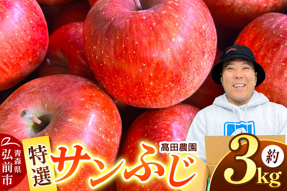 【26年11月下旬〜発送】りんご【特選】サンふじ 約3kg  弘前市産 青森りんご [アップル おいしい ひろさき ふじ りんご 果実 果物 弘前 青森 赤色 美味 林檎]