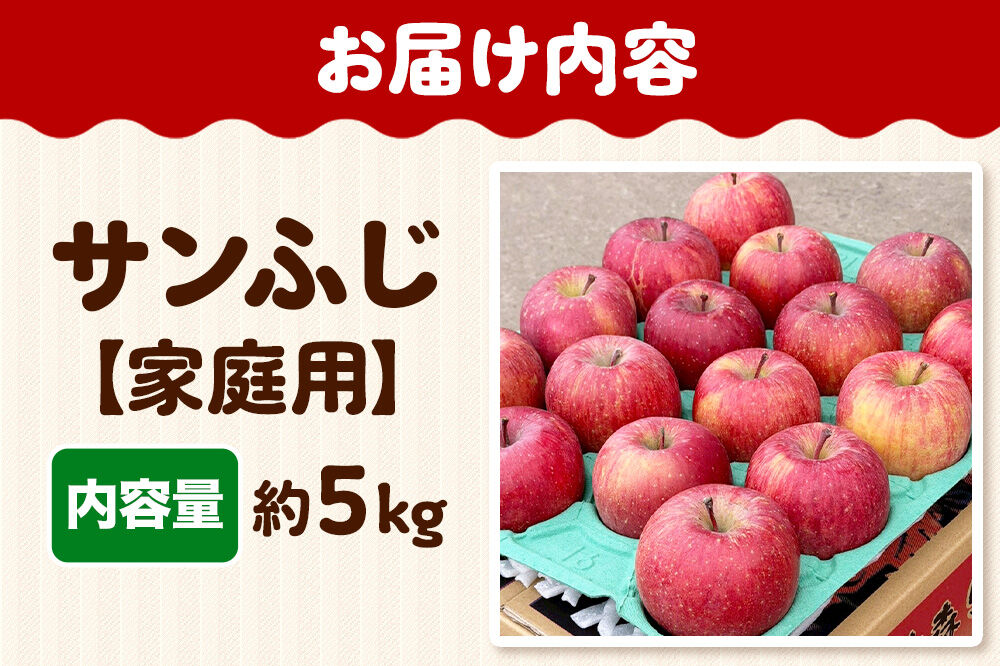 【26年11月下旬〜発送】りんご サンふじ 約5kg【家庭用】林檎 リンゴ 果物 くだもの フルーツ 青森 [アップル おいしい 果実 果物 赤色 美味]