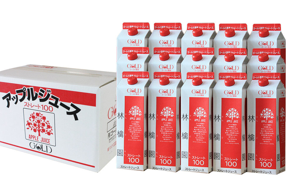 りんごジュース ストレート果汁【林檎園】1000ml×15本 紙パック ゴールド農園 かめあし商店 [りんごジュース ストレートジュース 完熟 リンゴ 林檎 紙パック ゴールド農園 かめあし商店 青森県産 弘前市]