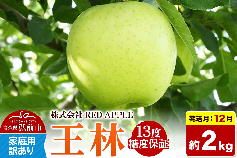 [26年12月発送]りんご 王林[訳あり]家庭用 約2kg 13度糖度保証 先行受付 [りんご 王林 訳あり 家庭用 糖度 果実 果物 黄 林檎 アップル 美味 おいしい 青森県 弘前市 REDAPPLE]
