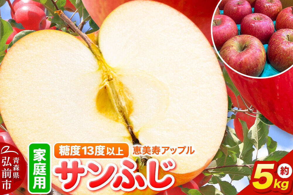 【26年12月発送】りんご サンふじ【家庭用】約5kg 糖度13度以上 先行受付 青森県 弘前市 果物 フルーツ 林檎 リンゴ くだもの 不揃い 規格外 [先行予約 産地直送 アップル おいしい 果実 美味 甘い 赤色]