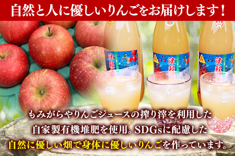 【寄附金額見直しました】《2ヶ月ごとに6回お届け》3種のりんごジュース 1L×6本 計6L 無添加 ストレート果汁100％！ 青森県特別栽培農産物認証農園