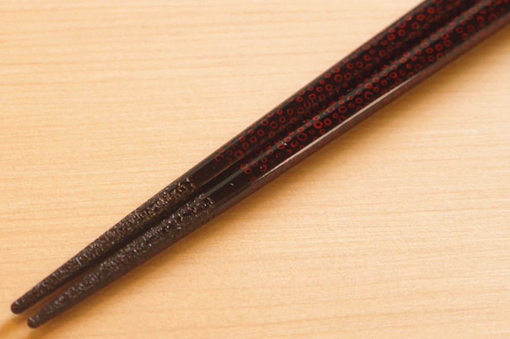 津軽塗 すべらない箸 菜の華めじゃ【七々子塗 黒（赤種）大箸】