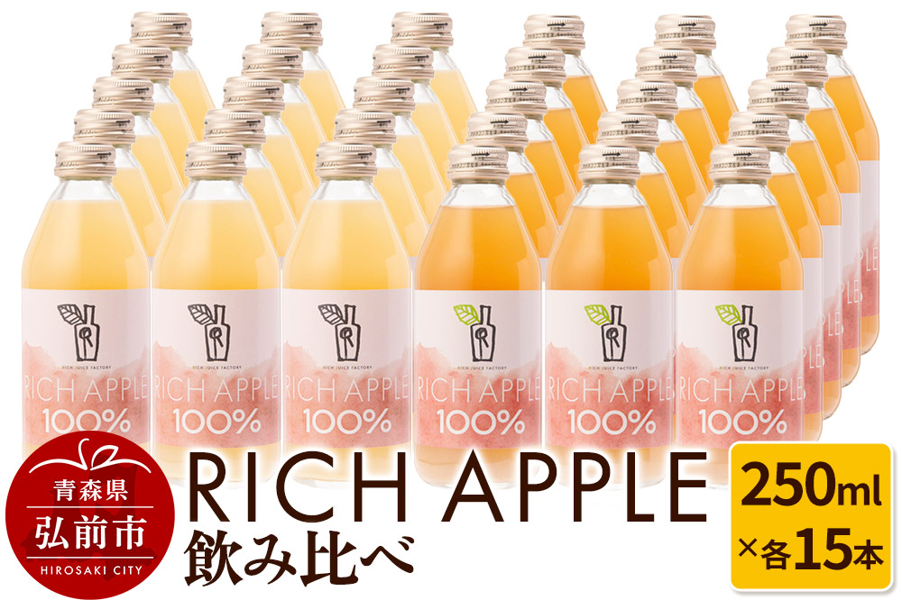 りんごジュース RICH APPLE 飲み比べ 30本セット（250ml×30本）
