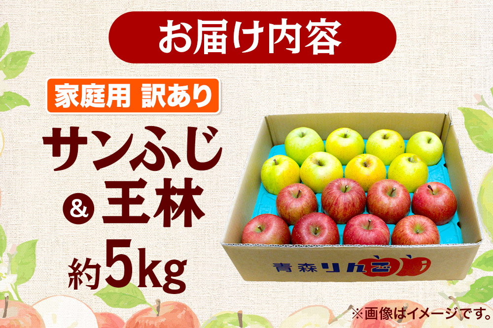 【寄附金額見直しました】【26年3月発送】りんご 家庭用 訳あり サンふじ・王林 詰め合わせ 約5kg 林檎 リンゴ 果物 くだもの フルーツ 青森