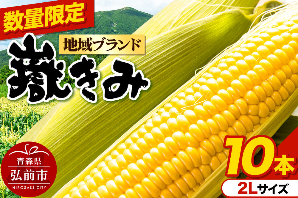 【26年8月中旬〜クール便発送】とうもろこし【先行受付】嶽きみ（だけきみ）2Lサイズ 10本 青森県弘前市産 岩木山麓嶽高原産 [先行予約 おいしい コーン だけきみ とうもろこし ひろさき ブランド もろこし 弘前 青森 美味 野菜 嶽きみ]