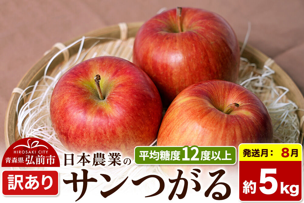 【26年8月クール便発送】りんご サンつがる【訳あり】約5kg 平均糖度12度以上 青森県産 果物 フルーツ 林檎 リンゴ くだもの 不揃い 規格外 [家庭用 産地直送 アップル 青森県 弘前市]