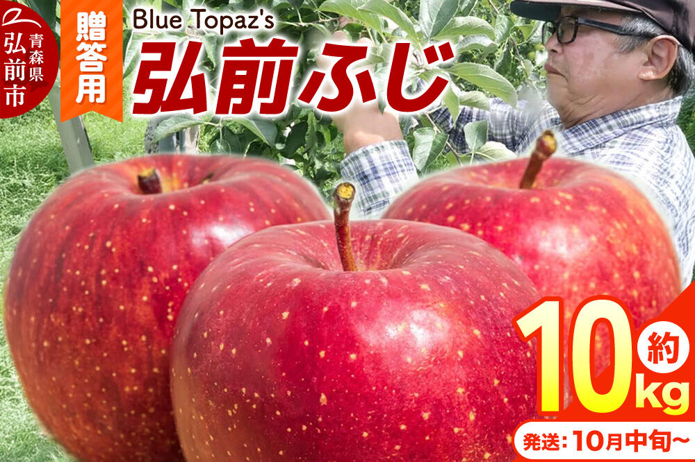 【26年10月中旬〜発送】りんご 弘前ふじ【贈答用】約10kg 内のし付き 青森県 弘前市 [先行予約 アップル おいしい ふじ りんご 果実 果物 赤色 津軽 糖度 美味 林檎]