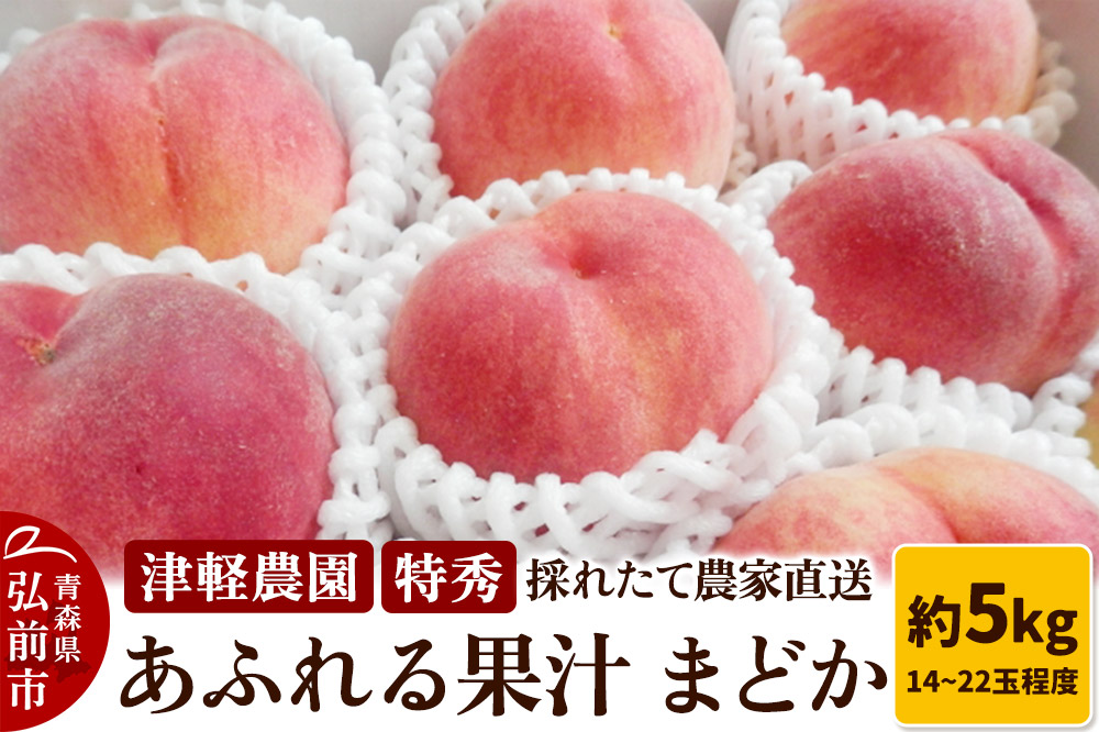 【26年8月発送】もも【2026年産 あふれる果汁 まどか】特秀 約5kg 14〜22玉程度 津軽農園 採れたて 農家直送