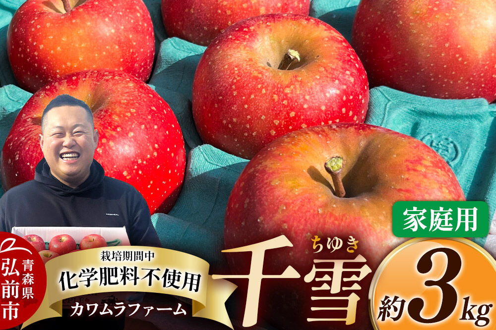 【26年10月下旬〜発送】りんご 千雪 約3kg カワムラファーム【家庭用】青森 果物 フルーツ 林檎 リンゴ くだもの [先行受付 アップル おいしい ちゆき 果実 果物 赤色 美味 林檎 弘前市]