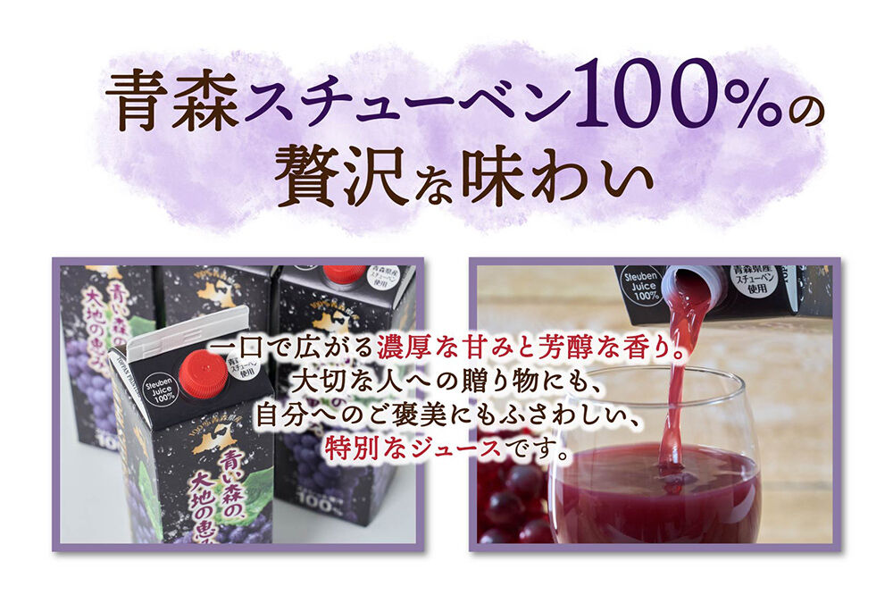 ぶどうジュース 紙パック 1L×12本入り 無添加 ストレート果汁100％ スチューベンジュース 青森県産 弘前市 [おいしい グレープ ジュース ストレート ぶどう ぶどうジュース フルーツ フルーツジュース 飲料 果実 果汁 果汁100％ 果物 県産 青森 青森県産 美味 葡萄 弘前市]