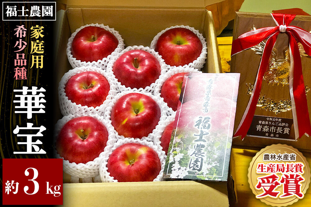 【26年9月下旬発送】りんご 華宝【家庭用】約3kg【希少品種】青森県 弘前市 [青森県産 産地直送 アップル おいしい 果実 果物 赤色 美味 珍しい]