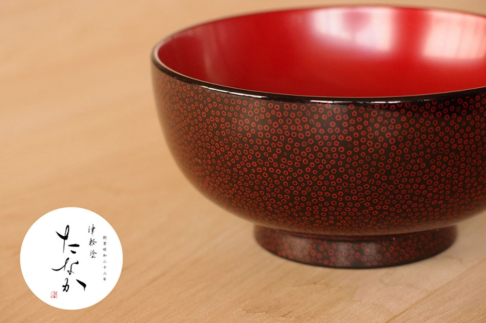 津軽塗 汁椀【七々子塗 黒（赤種）】