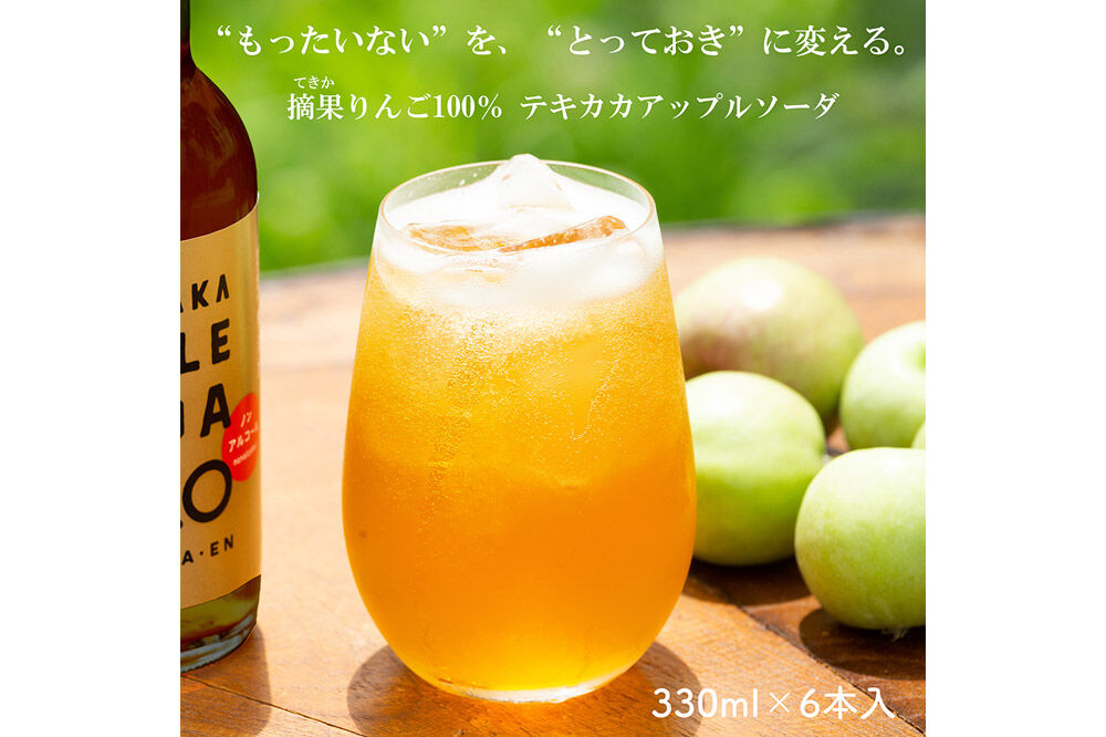 摘果りんごのアップサイクルドリンク テキカカアップルソーダ 330ml×6本 青森 弘前 林檎 リンゴ [もりやま園 アップルソーダ りんごソーダ 炭酸 摘果りんご ジュース 青森県産 おいしい りんご 果物 美味 林檎]