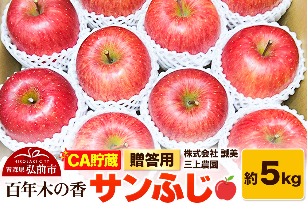 【26年4月発送】りんご 【CA貯蔵】贈答用 百年木の香 三上農園 サンふじ 約5kg (14〜20玉程度)【先行受付】 青森 果物 フルーツ 林檎 リンゴ くだもの 予約