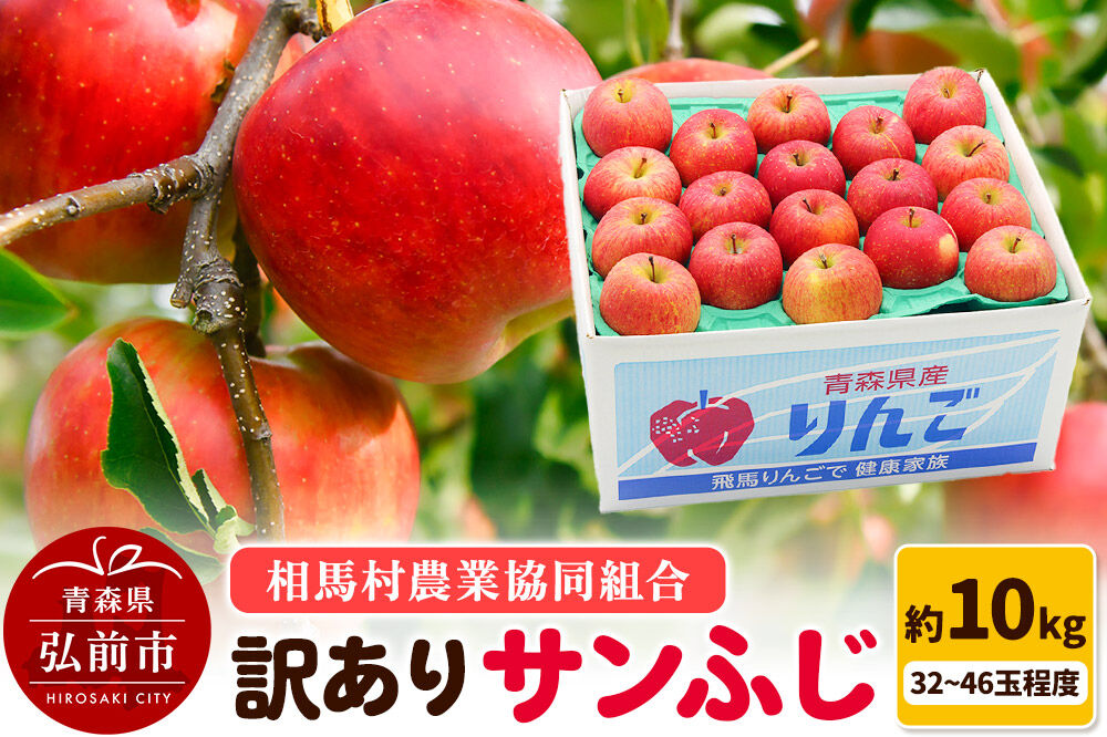 【27年3月クール便発送】りんご サンふじ【訳あり】約10kg（32〜46玉程度） [サンふじ りんご 10キロ アップル おいしい 果実 果物 赤色 美味 林檎]