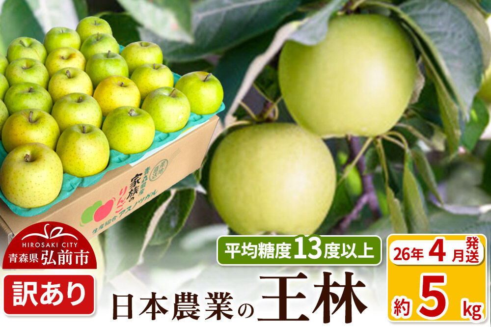 【寄附額見直しました】【26年4月クール便発送】りんご 平均糖度13度以上！ 王林 約5kg 訳あり CA貯蔵 クール便 青森 果物 フルーツ 林檎 リンゴ くだもの 不揃い 規格外 [りんご 王林 弘前]