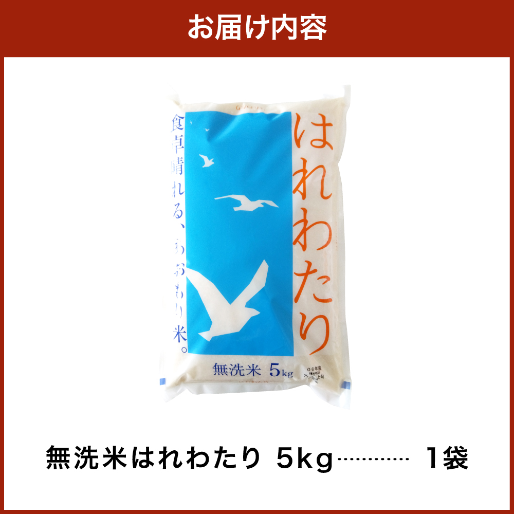 【6月後半発送】無洗米 5kg はれわたり 青森県産 【特A 米 白米 5キロ JAごしょつがる】 青森県 五所川原市