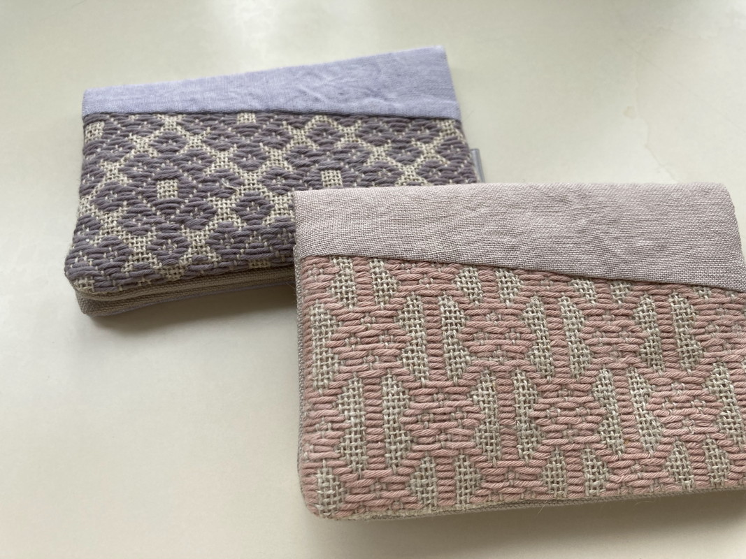 こぎん刺し 名刺入れ 布 【ピンク・石畳の花コ囲み】 ハンドメイド 手作り カードケース 青森 津軽 五所川原 【 摘果染めこぎん糸使用 草木染 】