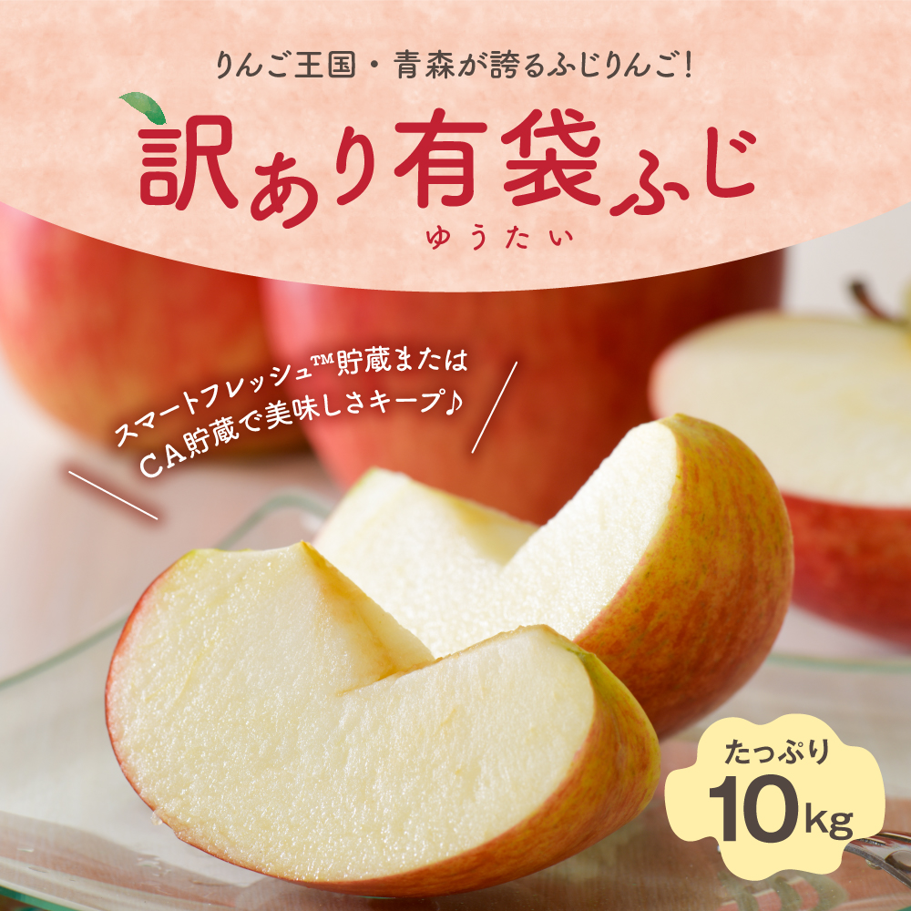 【2026年6月上旬発送】【訳あり】りんご10kg有袋ふじ【スマートフレッシュTM貯蔵またはCA貯蔵・クール便】