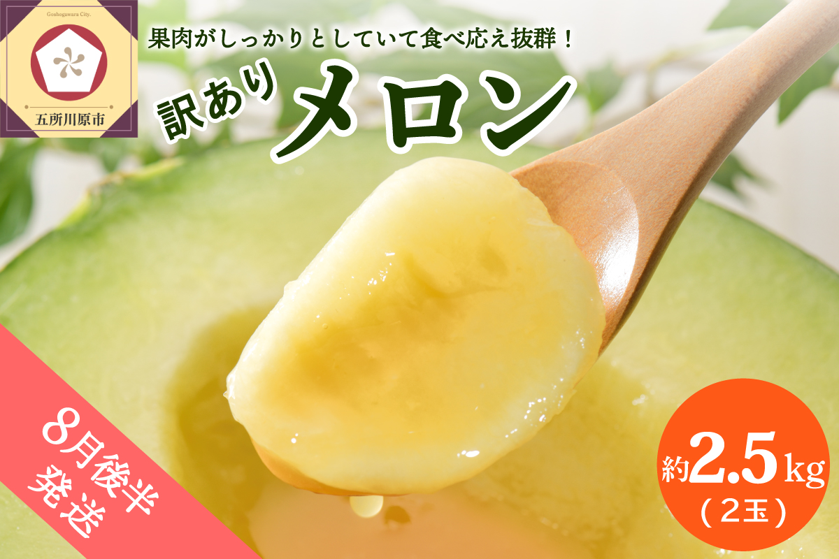 【2026年8月後半発送】【訳あり】 メロン 青肉 2玉 (約2.5kg) 青森県産