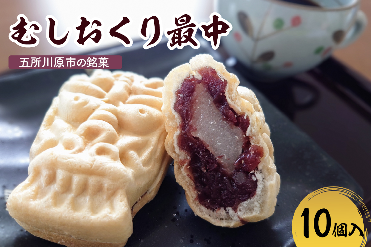 最中 餅入り 【10個】虫送り最中 和菓子 もなか モナカ 五所川原名物 甘さ控えめ 求肥 粒あん 青森県 五所川原市 銘菓 不二屋製菓